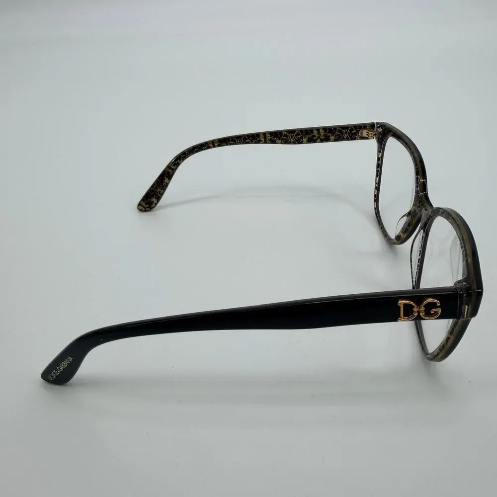 DOLCE & GABBANA DG 3321 3215 Black Damasco Gold Glitter Made in Italy 54-17-140